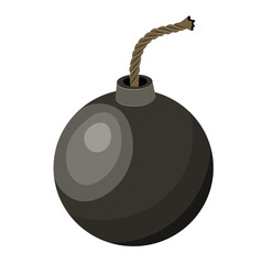 Black Round Bomb Illustration Isolated on White Background