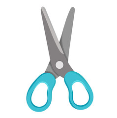 Blue Child Scissor Illustration Isolated on White Background