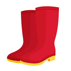 Red Rubber Boots Illustration Isolated on White Background