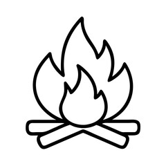 Vector art of campfire icon simple outline drawing of a fire with logs for camping or cooking