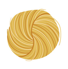 Pasta Nest or Ball of Pasta Illustration Isolated on White Background
