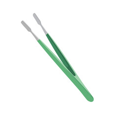 Green Surgical Tweezer Illustration Isolated on White Background