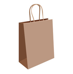 Brown Shopping Paper Bag Illustration Isolated on White Background