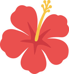 Simple Flat Red Hibiscus Flower Blossom Graphic Design Illustration