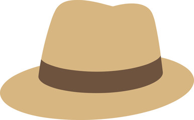 Simple Flat Panama Hat with Brown Band Fashion Accessory Illustration