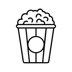 Vector art of popcorn in a striped bucket, a classic movie snack illustration