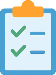Simple Flat Style Checklist Clipboard with Tick and Minus Sign Graphic