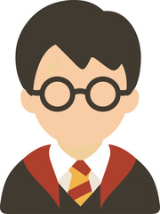 Simple Flat Illustration Wizard Avatar with Scar and Glasses Character