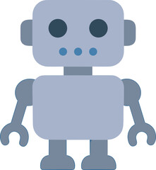 Flat Design Simple Robot Character Mascot Illustration on White Background