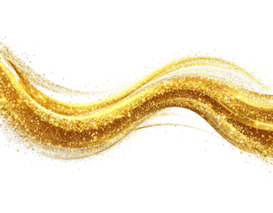 Golden wave of light, shimmering particles, on a black background