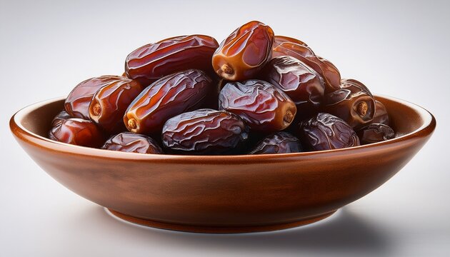 Brown Ceramic Bowl Filled With Ripe Medjool Dates Fruit Dried Fruit Isolated On A Transparent Background