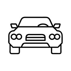 Vector art of front view of a modern car icon, representing automotive design and technology