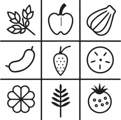 fruits and vegetables icons