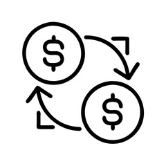 Vector art of currency exchange icon, depicting the constant conversion between dollar