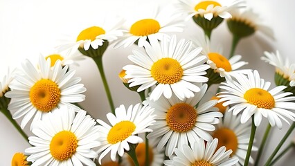 Fototapeta premium Fresh daisies in full bloom on a clean white background. 