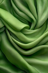 A gentle swath of soft green fabric flows in delicate curves, creating a soothing and serene visual texture. Light filters through, enhancing its calming hues and inviting warmth.