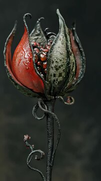 Majestic Red Rose with Water Droplets