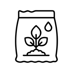 Vector art of bag of fertilizer with plant and water drop for agriculture and gardening