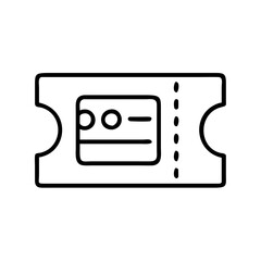 Vector art of simple line drawing of a movie ticket, perfect for minimalist designs and event promotions