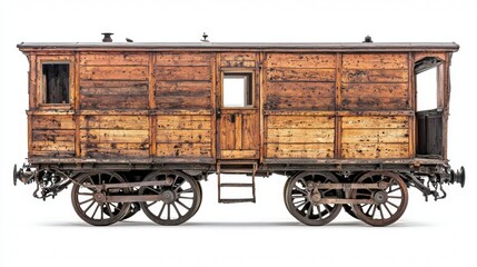 Vintage wooden train carriage from early 20th century located in a railway museum