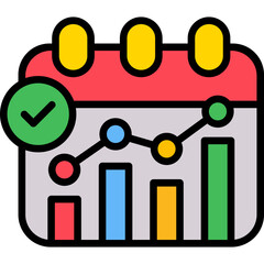 Monthly Stats lineal color icon