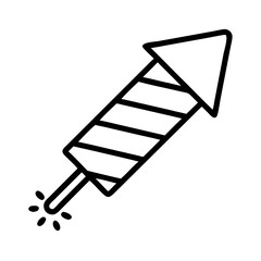 Vector art of firecracker line icon rocket with burning fuse, celebration and festival