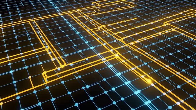 Abstract digital network connection background animation futuristic technology grid art 3d render - Powered by Adobe