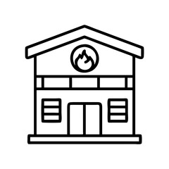 Vector art of fire station building, a symbol of local fire protection and emergency assistance