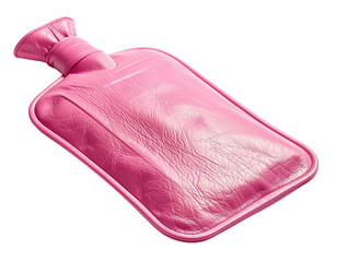 Pink rectangular rubber container, angled, with a curved top, isolated on black