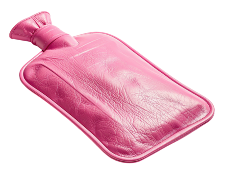 Pink rectangular rubber container, angled, with a curved top, isolated on black