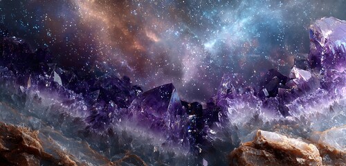 Rock slab surface with galaxy essence sparkly edges and astral gradients