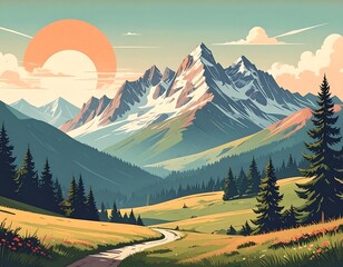 Mountain landscape, scenic valley