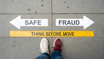 Person considering safe and fraudulent options before moving