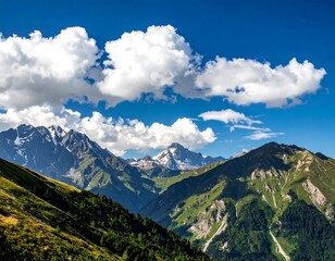 Mountain landscape under a vibrant blue sky