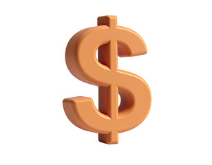 A 3D rendered, orange-colored dollar sign, set against a pure black backdrop