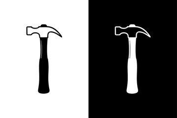 Flat Hammer Glyph Icon. Minimal Hammer Symbol Vector Design