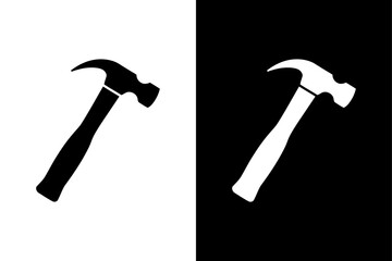 Hammer Icon Silhouette Vector Illustration in Black and White Background