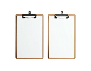 Two blank clipboards side-by-side against a black background, ready for use