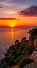 Sunrise Over Coastal Cliffs.
