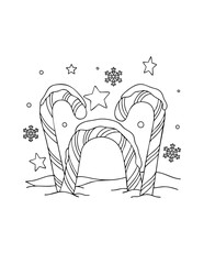 Naklejka premium Christmas archway made of giant candy canes with snowflakes in the background