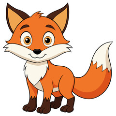 Fototapeta premium Cute Cartoon Fox with Bright Eyes and a Playful Expression