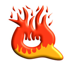 Fire flame 3D font style alphabet