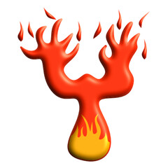 Fire flame 3D font style alphabet