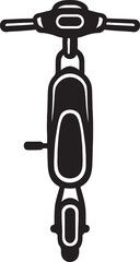 Top down silhouette of a classic retro scooter or moped with handlebars and seat isolated on white background