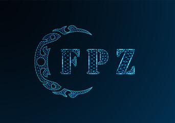 Low poly letter logo FPZ design. FPZ letter logo low poly vector design on blue color gradient background. FPZ logo low poly design