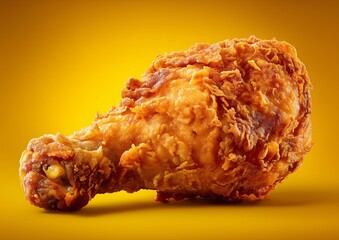 Crispy fried chicken drumstick isolated on clean background, showcasing its golden brown texture and delicious appearance, perfect for food lovers and culinary enthusiasts