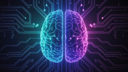 Artificial intelligence brain with circuit board digital technology concept futur