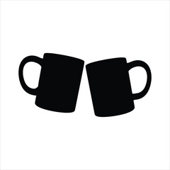 Set of Cups, Two black mugs clinking together in a toast