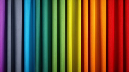 Colorful fabric panels arranged in vibrant spectrum, showcasing variety of hues from purple to red. This decorative display adds brightness and cheer to any space, perfect for creative projects