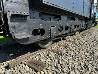 Part of an old locomotive at the railway station